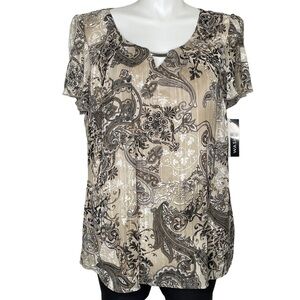 Sara Michelle plus brown and tan print top NWT 2X